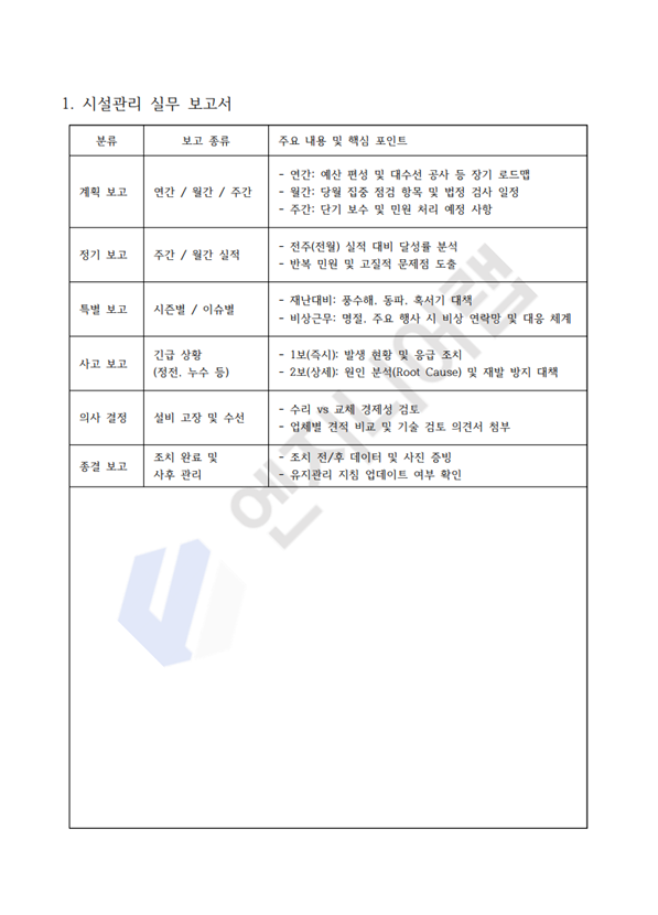 시설관리 실무 보고서